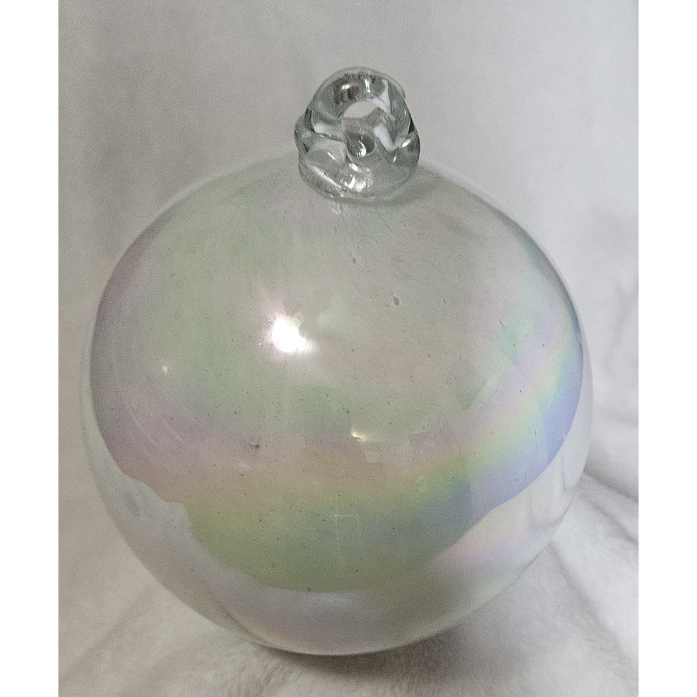 Christmas Ornament Hand Blown Glass Iridescent Angel Aura Glass Loop Pearl Heavy - Picture 5 of 10